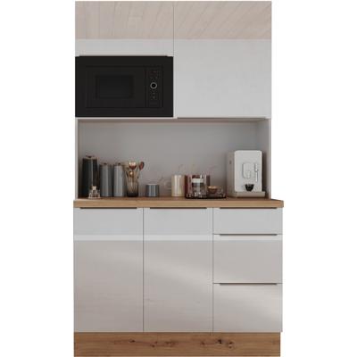 Buffet RESPEKTA "Safado aus der Serie Marleen", weiß (front: weiß hochglanz, korpus: weiß, arbeitsplatte artisan eiche), B:120cm H:211cm T:60cm, Schränke, Breite 120 cm, mit Soft-Close Image