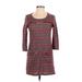 Anthropologie Casual Dress - Shift Scoop Neck 3/4 sleeves: Red Print Dresses - Women's Size X-Small