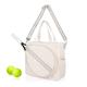 Mini Momo Tennis Bag Racket Tote Sports Racquet Bag - Tennis Bags for Women, Unisex Badminton, Squash Case Stripe Shoulder Strap (Gold Light Blue)