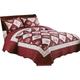 Voice7 Quilted Bedspreads King Size Bed 230 x 250 CM, 100% Polyester Printed Patchwork Style Bedspread with 2 Pillow Shams, Vintage Design Quilted Throw Fits Double and kingsize Beds (Wine BM-9008)