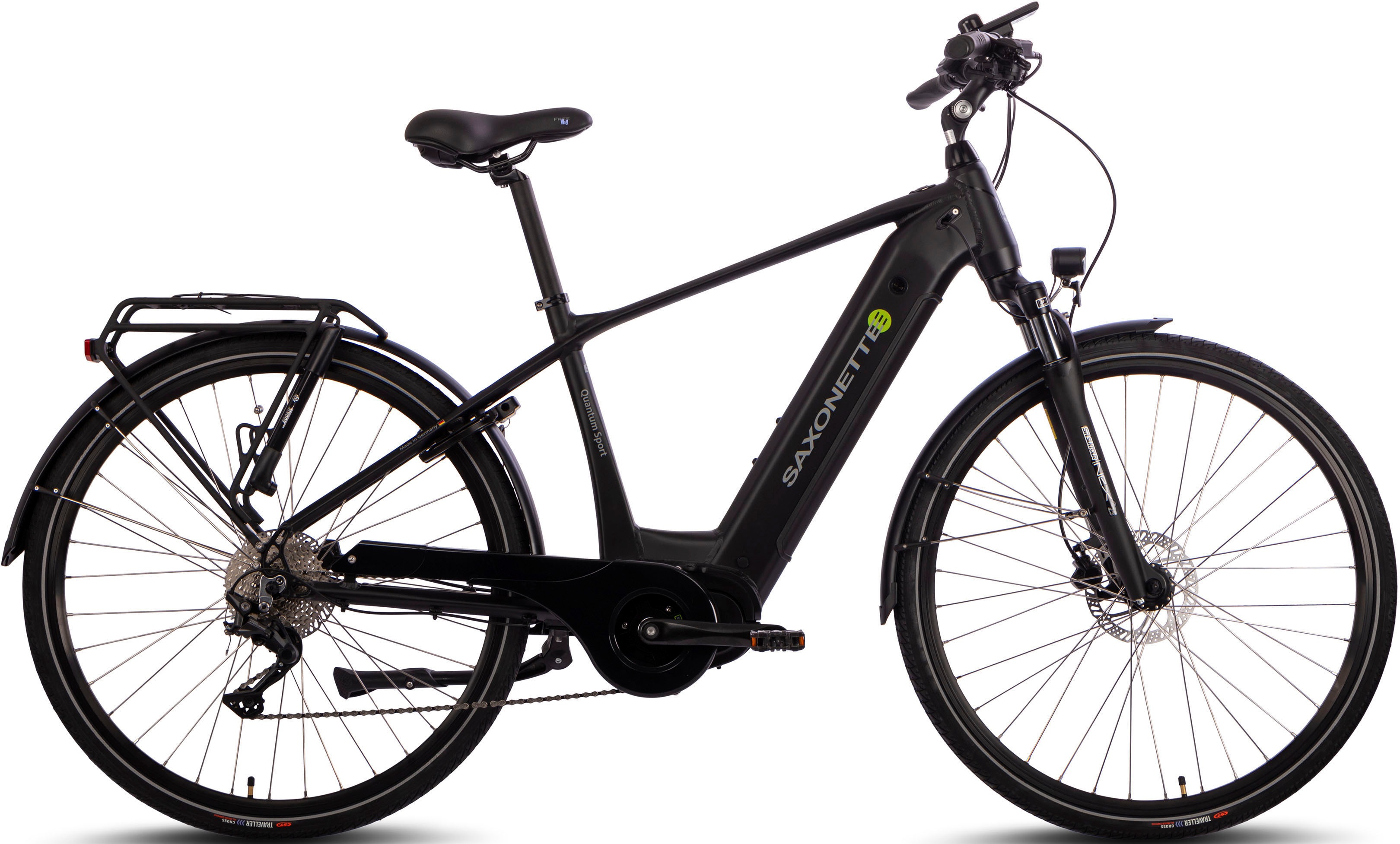 E-Bike SAXONETTE "Quantum Sport Diamand" Gr. 54, schwarz (schwarz, schwarz), Elektrofahrräder, 54cm, 28 Zoll (71,12cm), Pedelec, Elektrofahrrad für Damen u. Herren Image