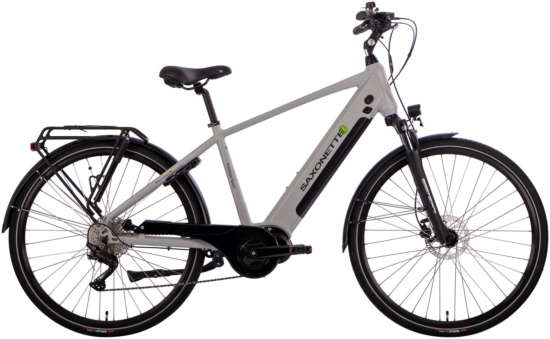 E-Bike SAXONETTE "Premium Sport (Diamant)" Gr. 48, silber (silberfarben, schwarz), Elektrofahrräder, 48cm, 28 Zoll (71,12cm), Pedelec, Elektrofahrrad für Herren