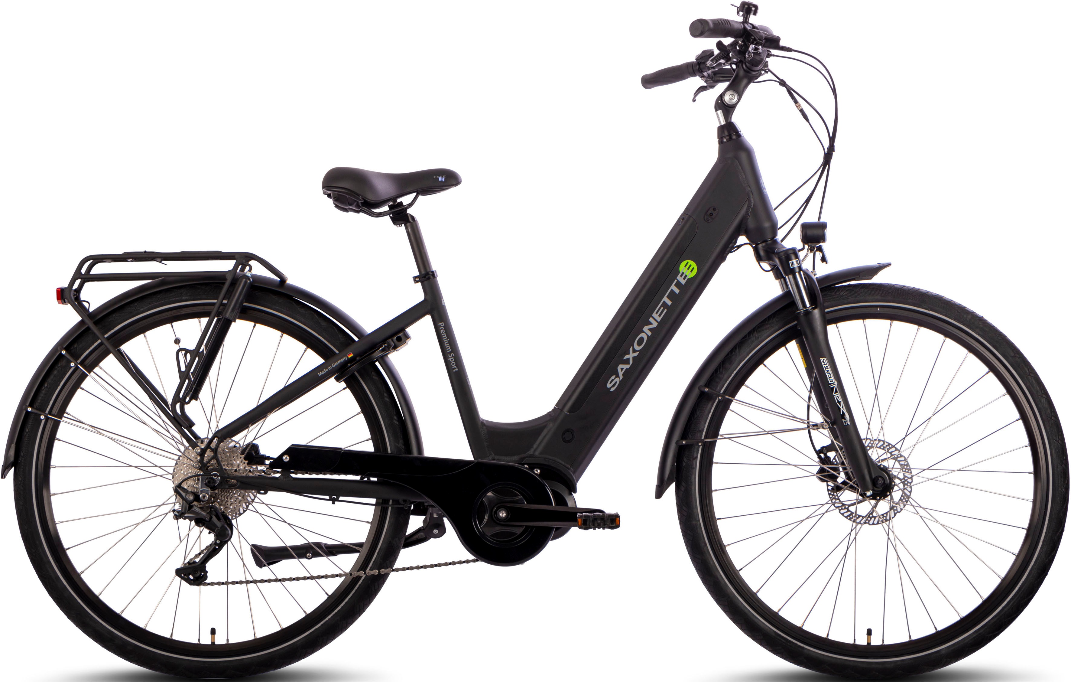 E-Bike SAXONETTE "Premium Sport (Wave)" Gr. 50, schwarz (schwarz, schwarz), Elektrofahrräder, 50cm, 28 Zoll (71,12cm), Pedelec, Elektrofahrrad für Damen u. Herren Image