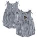 Girls Infant Garb Navy/White Notre Dame Fighting Irish Teagan Gingham Ruffled Romper