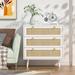 Bay Isle Home™ Claymore 3-Drawer Dresser, Drawer Chest of Dresser Wood Rattan Dresser for bedroom Wood in White | 36 H x 31.5 W x 15.75 D in | Wayfair