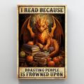 Trinx Dragon I Read Because Roasting People - 1 Piece Re Dragon I Read Because Roasting People Canvas in White | 36 H x 24 W x 1.25 D in | Wayfair