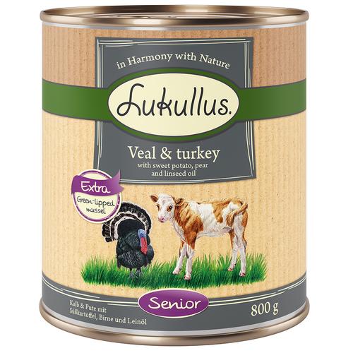 10 € Rabatt sichern! Sparpaket Lukullus Naturkost 24 x 800g Senior Kalb & Truthahn (getreidefrei)