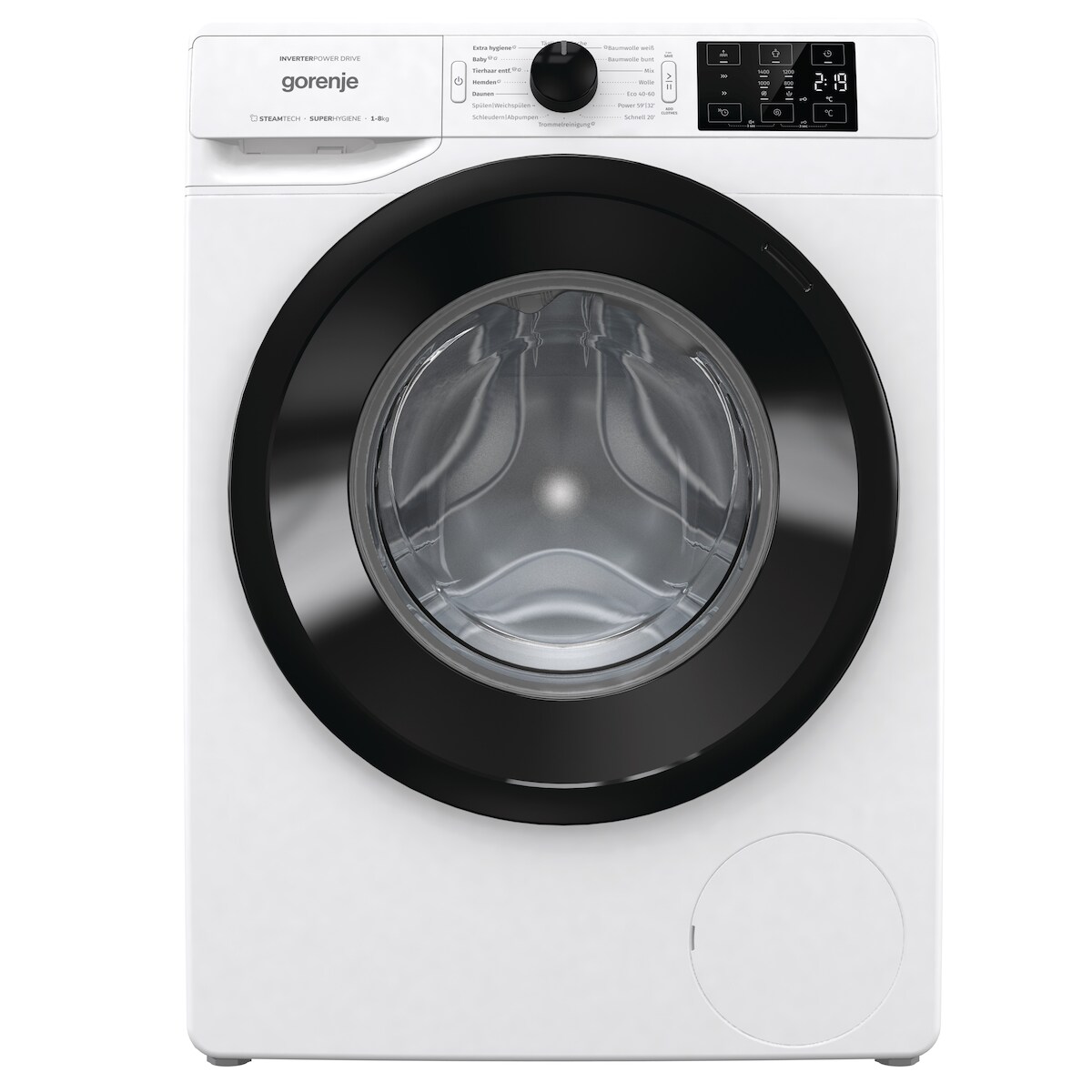 Gorenje WNEI84APS Waschmaschine, 8 kg, Made in Europe, 16 Programme, SteamTech, Trommelreinigung, AquaStop, Inverter Motor, Dampffunktion Image