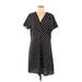 Casual Dress - Wrap: Black Polka Dots Dresses - Women's Size Medium