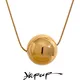 Yhpup 20mm Minimalist Stainless Steel Round Ball Bead Pendant Necklace Stylish 18K Gold Plated Rust