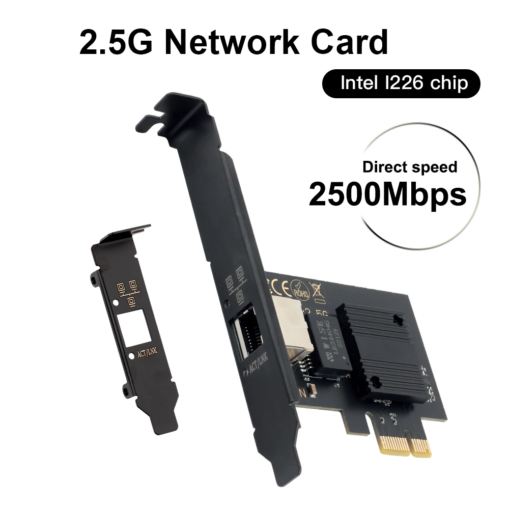 2,5G Intel i226 PCIE zu RJ45 Netzwerkkarte 100/1000/2500Mbps RJ45 Schnittstelle LAN Etherent Gigabit Adapter für PC/Desktop für Win Image