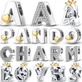 26 A-Z Alphabet Perles 925 Sterling Silver LOVE Letter Charms Fit Original Pandora Charms Bracelet