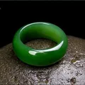 Bague en Jade Hetian vert véritable pierre naturelle pour hommes et femmes bijoux accessoires