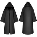 Chemise Longue à Capuche Noire de Sorcière Costumes de Cosplay d'Halloween pour Adulte et Enfant