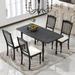 Mid-Century Modern 5-Piece Extendable Dining Table Set, Dining Set for 4, Butterfly Leaf Table and Upholstered Dining Chairs