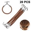 20pcs Bungee Hair Ties Bungee Elastic Hair Bands Hair Bungee Cords with Hooks Bungee Cord Hair Tie Hair Hook Blonde Ponytail Holder Hair Wrap Brown