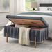 Modern Classic Style Upholstered Velvet Storage Bench with Cedar Wood Veneer, Large Storage Ottoman for Living Room