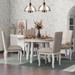 Farmhouse 5-Piece Wood Dining Table Set with Extendable Dining Table and Upholstered Armrests Dining Chairs for Dining Room