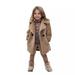 OGLCCG Baby Kids Girls Winter Warm Fleece Jacket Lapel Button Up Faux Shearling Fluffy Chunky Long Trench Coat Peacoat Outwear with Pockets 18M-6T