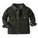IBTOM CASTLE Toddler Baby Girls Boys Denim Jacket Long Sleeve Button Down Jeans Coat Ripped Hooded Top Fall Cowboy Casual Outwear Clothes 2-3 Years Black