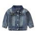 IBTOM CASTLE Toddler Baby Girls Boys Denim Jacket Long Sleeve Button Down Jeans Coat Ripped Hooded Top Fall Cowboy Casual Outwear Clothes 18-24 Months Blue + Pink Heart