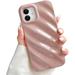 Compatible with iPhone 14 Pro Phone Case Luxury 3D Water Ripple Shape Pattern Camera Lens Protection Shockproof Soft TPU Case for Women Girls Slim Phone Case (Light Pink)