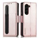 Decase Wallet Case for Samsung Galaxy Z Fold 5 5G 2023 with S Pen Slot PU Leather Card Slots Stand Shockproof Wallet Phone Shell Rosegold