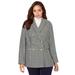 Plus Size Women's Double Breasted Wool Blazer by Jessica London in Ivory Mini Houndstooth (Size 30 W) Jacket