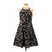 Elie Tahari Casual Dress - Mini Halter Sleeveless: Black Leopard Print Dresses - Women's Size 6