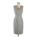 Calvin Klein Casual Dress - Sheath Cowl Neck Sleeveless: Gray Print Dresses - Women's Size 2