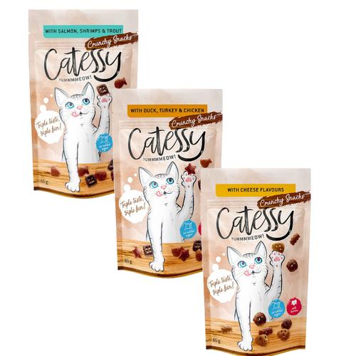 15x 65g Catessy Mix mit 3 Sorten Knuspersnacks für Katzen