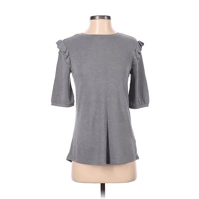 24/7 Maurices Short Sleeve Top Gray Crew Neck Tops - Women's Size X-Small