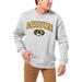 Men's League Collegiate Wear Heather Gray Missouri Tigers Distressed Arch Over Logo Lightweight Essential Fleece Pullover Sweatshirt