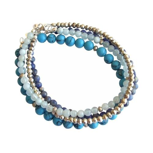 Gemshine – Armband ‚Set – Sea Breeze – Türkis – Aquamarin – Lapis Lazuli‘ Armbänder & Armreife Weiss Damen