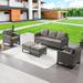 Latitude Run® Daysean 5 - Person Outdoor Seating Group w/ Cushions Synthetic Wicker/Wood/All - Weather Wicker/Wicker/Rattan in Gray | Wayfair