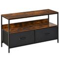 TV Cabinet, TV Console Unit with Foldable Linen Drawers, TV Stand