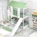 Twin Over Twin Size House Bunk Bed with Convertible Slide and Trundle, Support with Wooden Boards