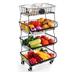 4 Tier Fruit Vegetable Basket for Kitchen Stackable Fruit and Vegetable Storage Stand Cart Metal Wire Baskets Cart for Kitchen