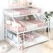 Twin over Full over Queen Triple Bunk Bed with Long and Short Ladder and Full-Length Guardrails