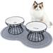 2 Packs Elevated Cat Bowls with Non-Slip Mat Anti-Vomiting Raised Cat Food Plates with Metal Stand Protect Cat s Spine Dishwasher Safe Ceramic Cat Dishes Pet Food Feeding Station