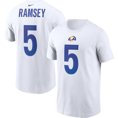 Weißes Nike Jalen Ramsey T-Shirt mit Spielernamen und Nummer der Los Angeles Rams für Herren Image