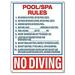 Poolmaster Sign for Residential or Commercial Swimming Pools and Spas Pool/Spa Rules