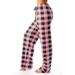 EHTMSAK Flowy Wide Leg Pants for Women Drawstring Casual Womens Plaid Golf Pant High Waist Lightweight Loose Lounge Sweatpants Pink 2X
