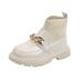 ZMHEGW Kids Children Stylish Chain Ankle Boots Student Dance Shoes Elastic Knitting Patchwork On Boots Girls Little Big Metal Leather Socks Slip Shoes Toddler Booties Girl Rainproof Boots Big