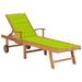 Tomshoo Sun Lounger with Bright Green Cushion Solid Wood Teak