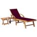 Tomshoo Sun Lounger with Table and Cushion Solid Teak Wood