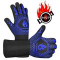 hamitor A Pair of BBQ Gloves 800â„ƒ/1472â„‰ Heat Resistant Grill Gloves Silicone Gloves Anti-scald Insulated Gloves for Barbecue Cooking Baking Welding (Blue)