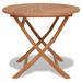 Anself Wooden Folding Garden Table Teak Wood Outdoor Dining Table for Garden Camping Deck Terrace Outdoor Furniture 33.5 x 30 Inches (Diameter x H)