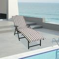 Kozyard Aluminum Beach Yard Pool Reclining Adjustable Chaise Lounge (Brown / White Stripe )
