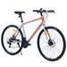 28 inch Hybrid Bike Men Road Bike with Shimano 21 Speed 700C Wheels Comfort Adult Bicycle with Dual Disc Brake 21 Lightweight Aluminium Frame Suggested Rider 5 6 to 6 2 Tall- Silver+Orange